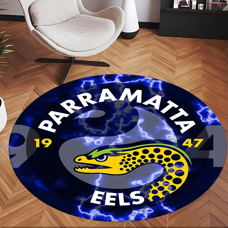 Parramatta Eels (1) Round Office Rug Decorative Floor Rug for Office Bedroom Living Room and Home Space