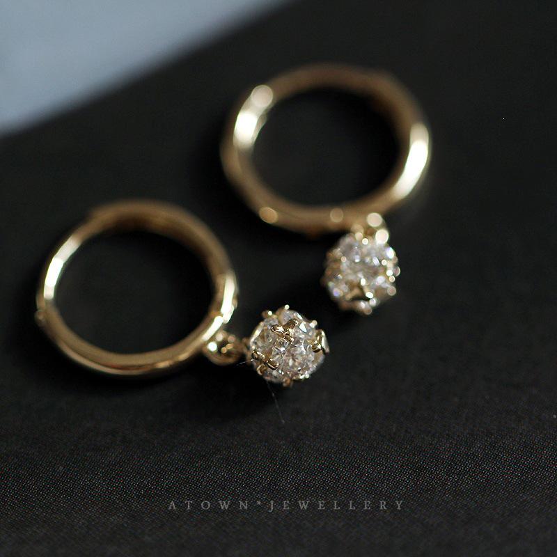 Elegant 14K Gold Plated S925 Sterling Silver Hoop Earrings with Cubic Zirconia and Sterling Silver Ear Backs.