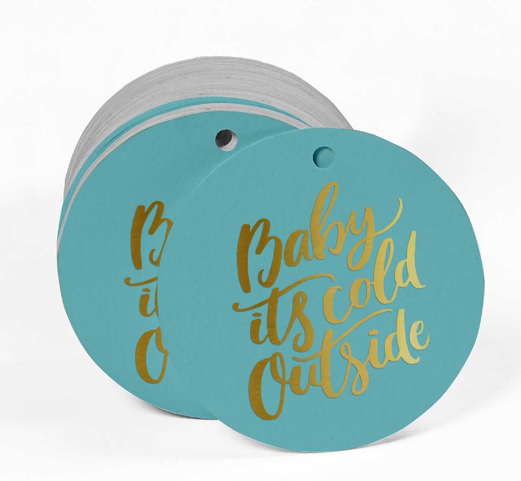 Inkdotpot Real Gold Foil Baby It's Cold Outside Baby Shower Tags Favor Hang Paper Tags 100