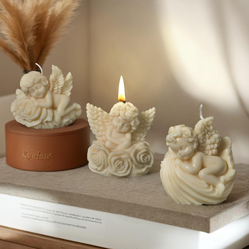 3D Niedlich DIY Blume Engel Kerze Silikonform Flügel Jungenengel Kerzenform Rosenblume Engel Beton Zement Gipsformen