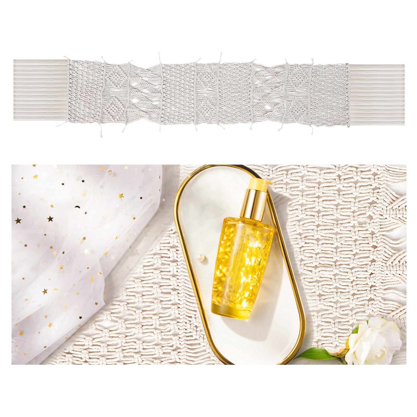 

Good-Macrame Table Runner, Boho Wedding Table Decor, Handwoven Vintage Farmhouse Bohemian Dining Room Style Decorations бежевий