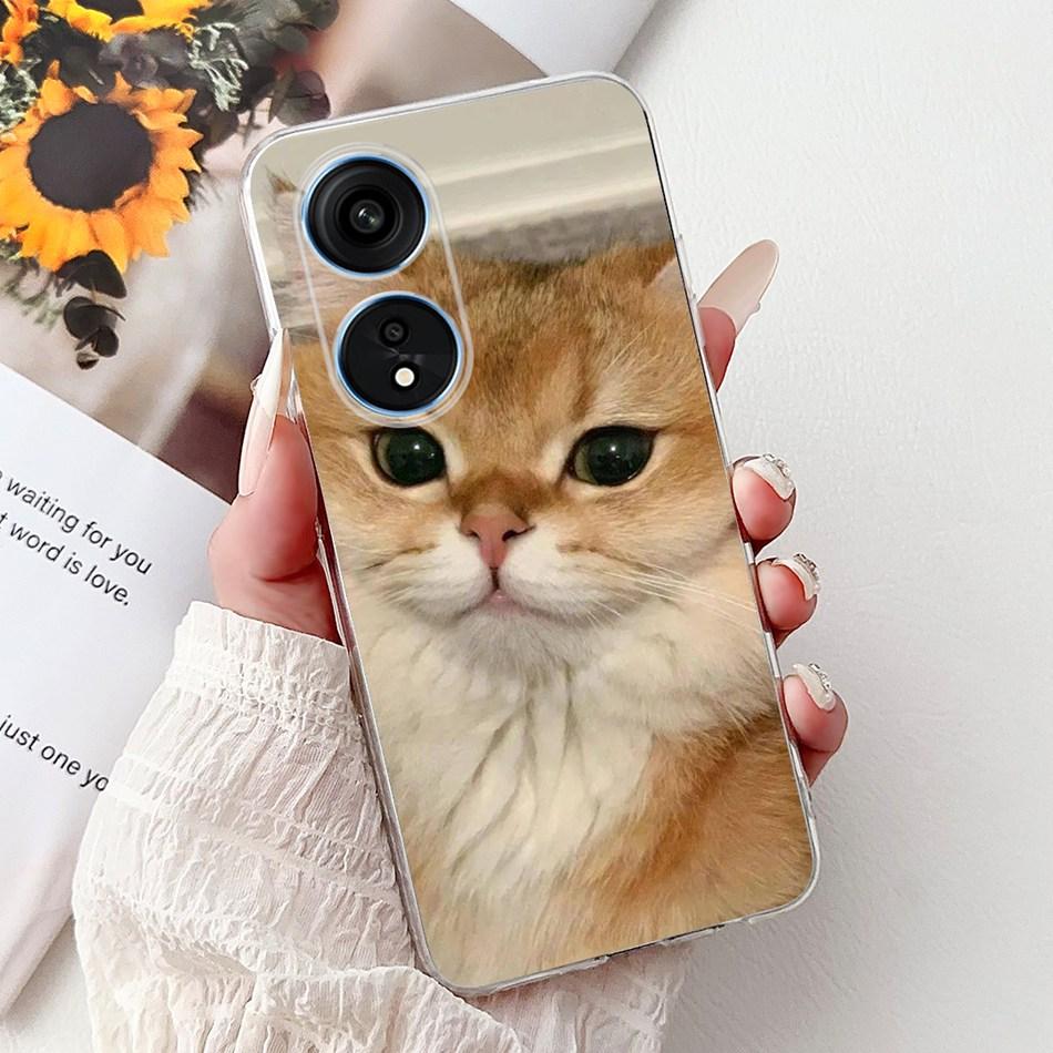 For Oppo Reno8 T Phone Case Reno 8T 5G 4G CPH2481 CPH2505 Elegant Floral Cat Soft Silicone Transparent TPU Lightweight Cases