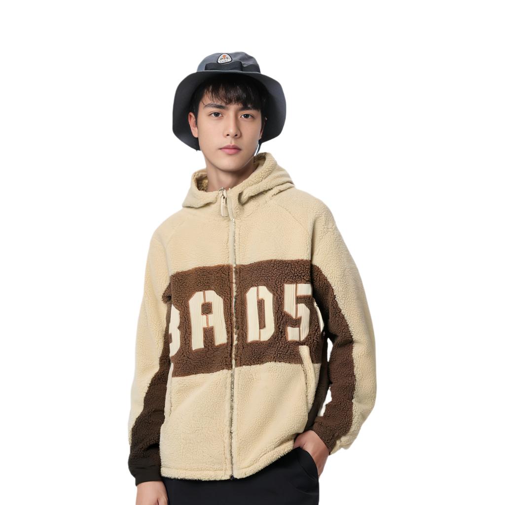 Li-Ning Anti-Wu Serie FW22 Buchstabenmuster Lammwollgefütterte Warme Baumwolljacke Herrenjacke Milchbraun AFDSA69-1