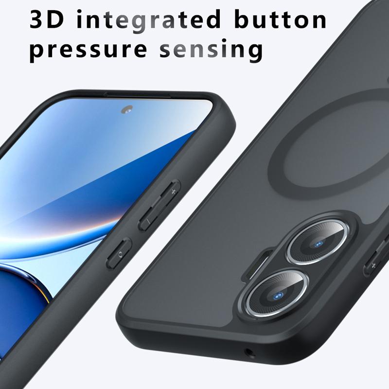Para Capa Xiaomi POCO F7 à Prova de Choque Magnética Fosca PC+TPU Anti-impressão Digital Translúcida para Redmi Turbo4 Pro