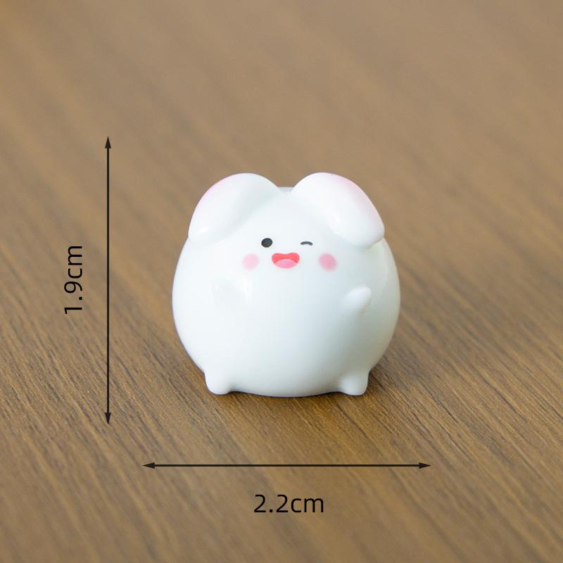 Cartoon Cute Ball Animal Micro-landscape Desktop Decoration Ornaments, Chubby Little Rabbit Tangyuan DIY Accessories