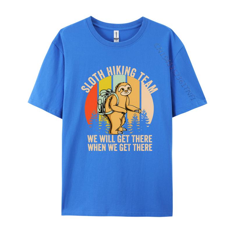 Retro Sloth Hiking Team Well Get There TShirt Men Rife Normal Tops Tees Cotton T Shirts Gift For Mom