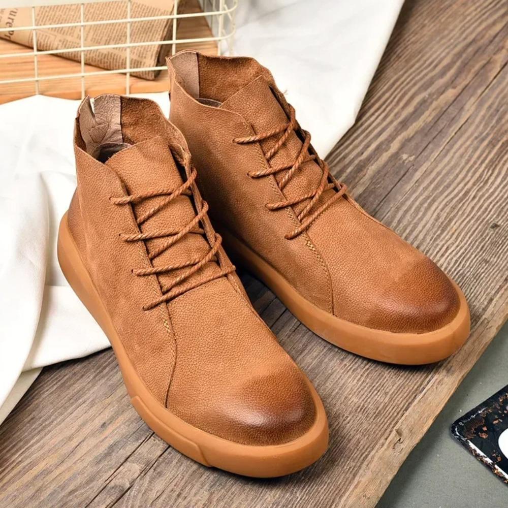 Fashion Men's Boots English Style Leather Shoes Men's Ankle Boots  Autumn and Winter High Top Men's Shoes Retro Fashion Casual Boots