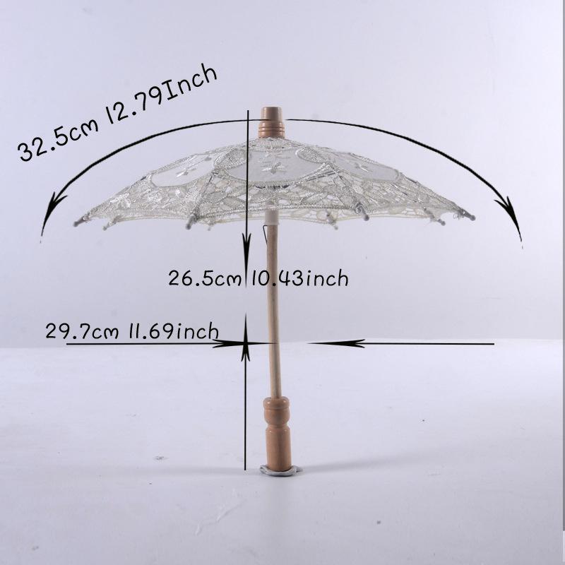 Vintage White 15/19/30/38Cm Lace Parasol Umbrella Embroidery Cotton Lace Flower Girl Umbrella Kids Sun Umbrella Photo Prop