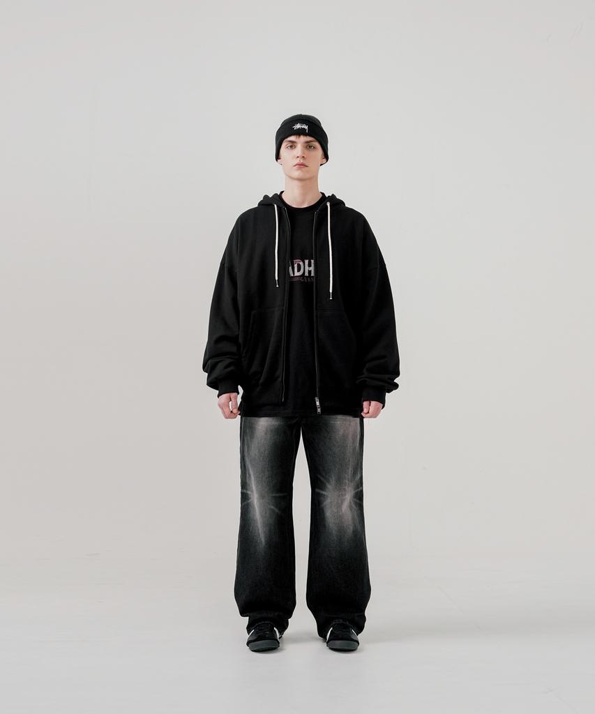 Ezkaton Over Drop Heavy Cotton Zip-Up Hoodie Black Shot6766