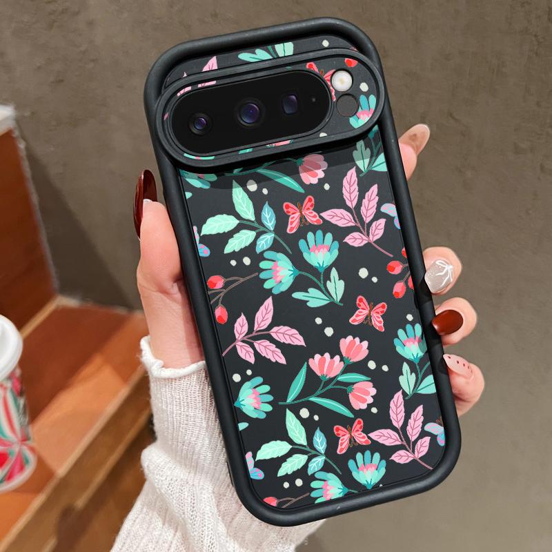 Colorful Floral Print Soft TPU Phone Case For Google Pixel 9 Pro XL 8 Pro 8A Lens Protection Matte Shockproof Bumper Cover