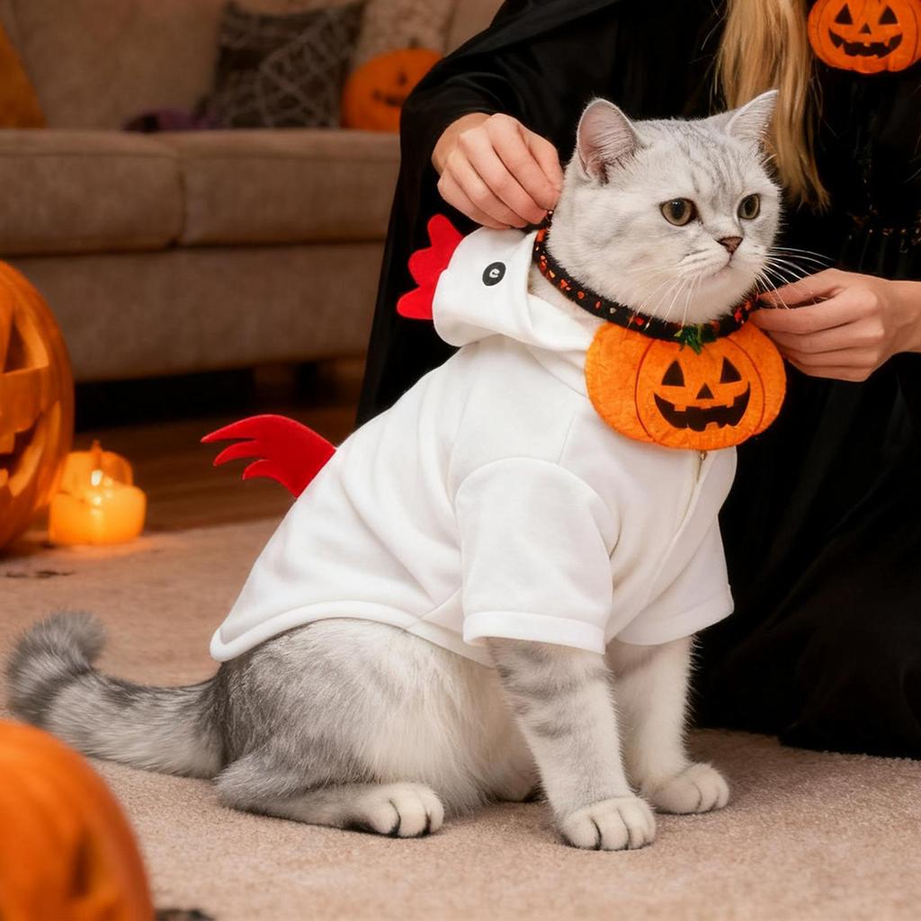 Small Dog Halloween Costumes Cute Halloween Chicken Clothes Soft Cat Animal Cosplay Dress Hoodie For Medium Puppy Role Play Home