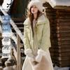 Xiangying Women's Plush Lapel Short Puffer Down Jacket
