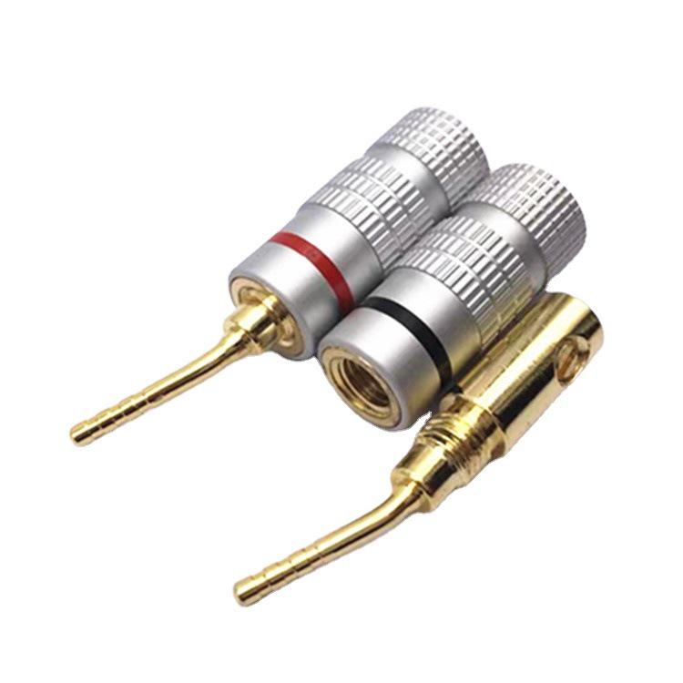 Gold-Plated Copper 2MM Banana Plug for Power Amplifier & Speaker, Solderless Aluminum Connector