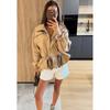 Womens French Retro Stand Collar Windproof Short Trench Coat Small Size Slim Fit Workwear Style