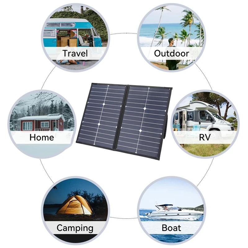 18V 60W Foldable Solar Panel Kit with 12V 24V Controller Solars Panels Double Fast Charge TypeC+DC for House Camping Travel
