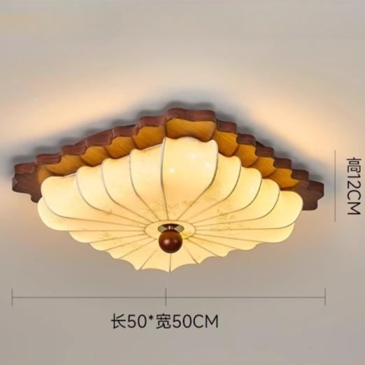 Living room lamp French antique hall ceiling lamp fabric retro log bedroom study lamp Zhongshan lamps