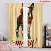 2pcs,2D Plane Printing Light Filtering Curtains Boston Terrier and Reindeer Deer Versatile Polyester (without Rod) Holiday Use