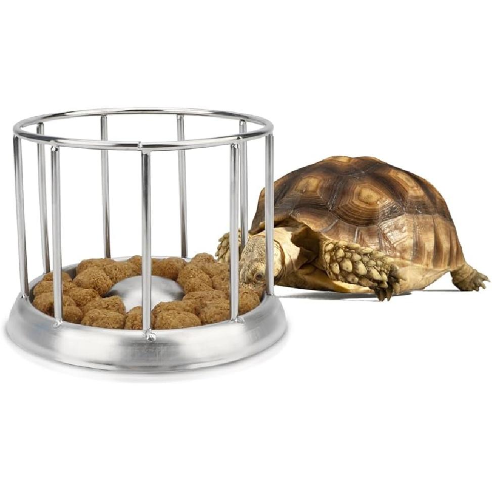 Wontee Tortoise Feeding Dish Reptile Water Dish Food Bowl Stainless Steel Feeder for Tortoises Lizards Turtles Chameleon (M) S
