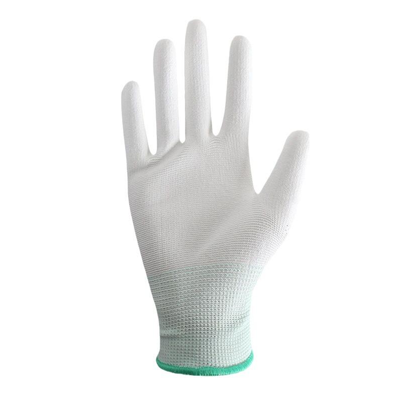 Anti-Static White Carbon Fiber Nylon PU Coated Gloves - Dust-Free, Wear-Resistant, Protective & Labor-Safe
