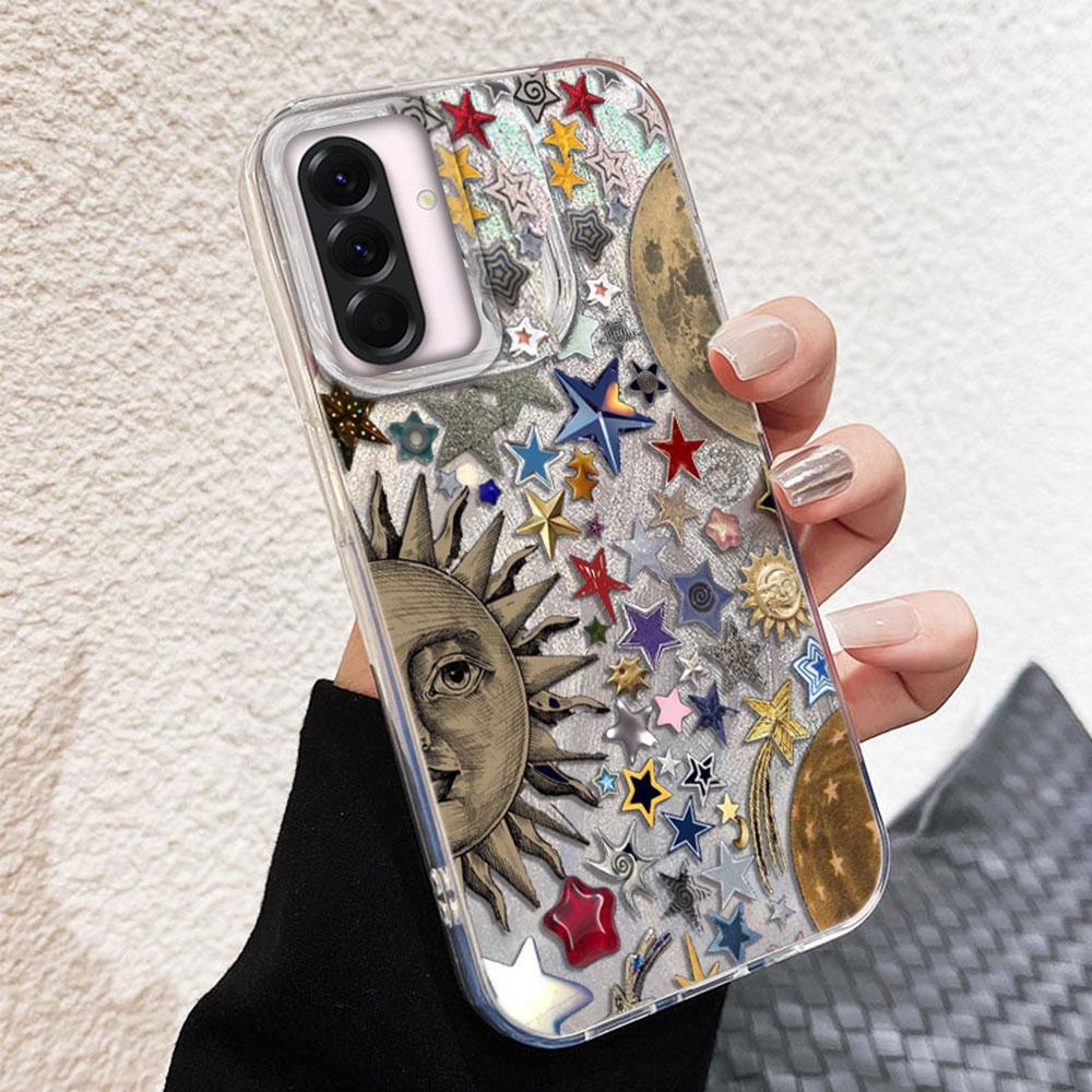 Retro Style Face Sun Stars Phone Case for Samsung Galaxy A55 A56 A36 A26 A16 A53 A06 A14 A24 A34 A54 A15 A25 A35 Silicone Cover