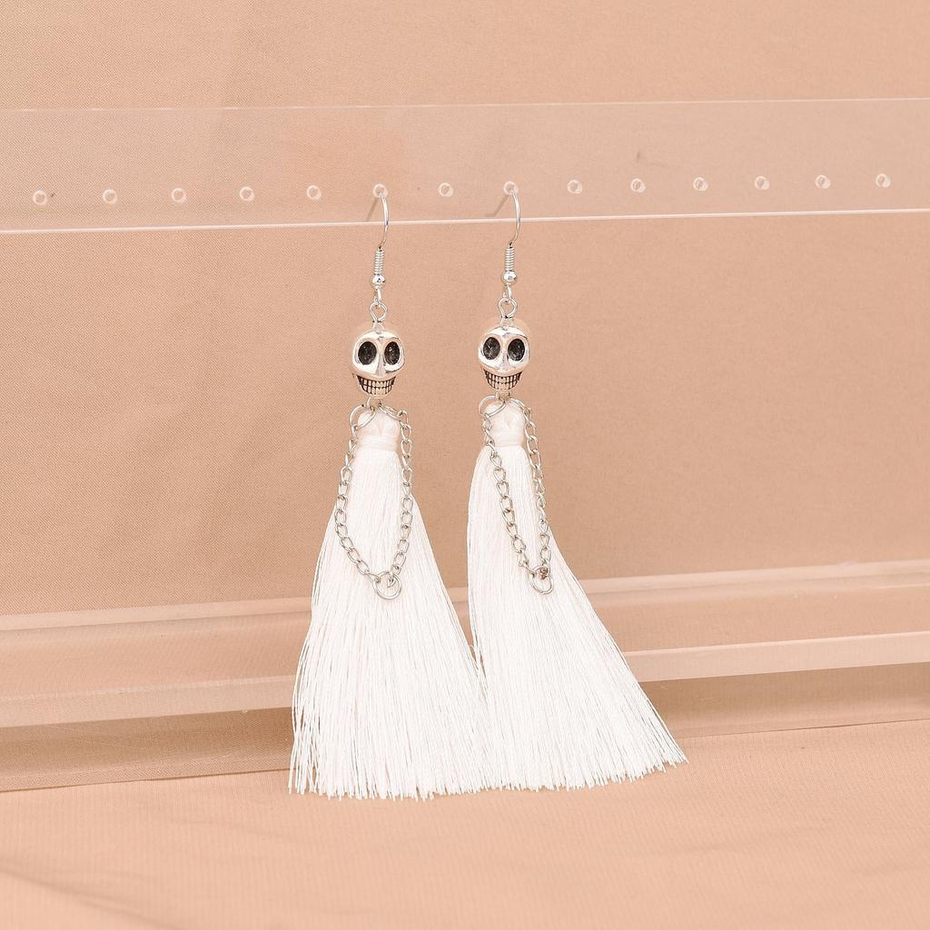 Gothic Punk Halloween Skeleton Dangle Earrings For Women Creative Ethnic Long Tassel Bohemian Fringe Earring Girls Party Jewelry