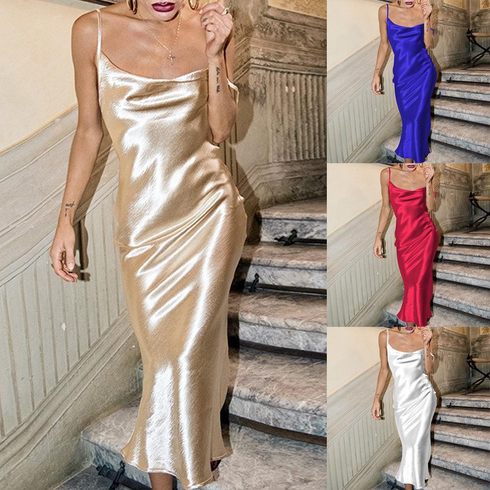 Summer European And American New Dresses Suspender Low Cut Sexy Straps Party Simple Dress