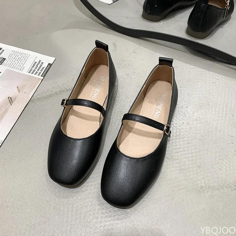 Fashion Ladies New Retro Flats Comfortable Mary Jane Buckle shoes Casual soft soled bean shoe Fashion elegant Womens Shoes Zapatos Mujer