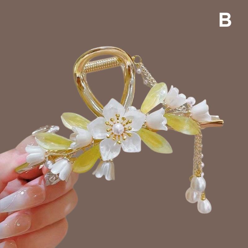 

Заколка для волос с кисточками и цветочным жемчугом, женская заколка для волос с хвостиком, акула, милые заколки для волос, аксессуары для волос для девочек