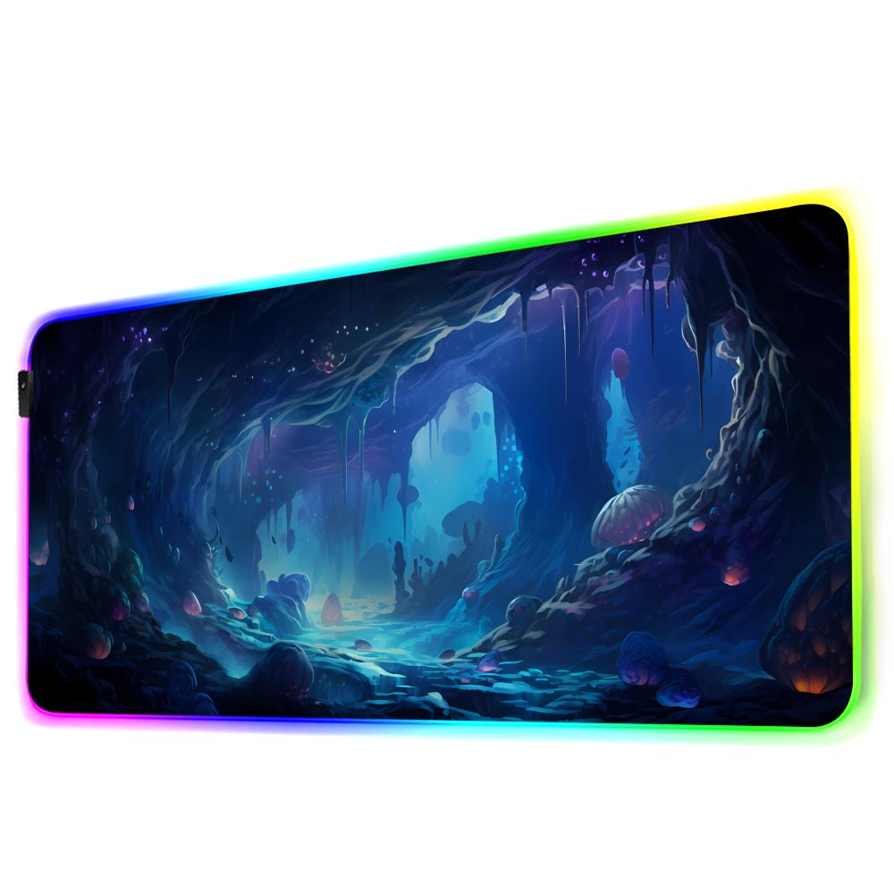 Fantasy Cave Mouse Pad RGB Gaming Mousepad Big LED Pad PC Desk Mat Luminous Mouse Pad Large Keyboard Mats Table Rug With Backlit