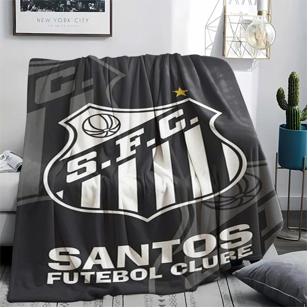 1Pc Santos FC Print Flannel Blanket High Quality Warm Comfortable Cover for All Seasons Perfect for Gifts Home Decor