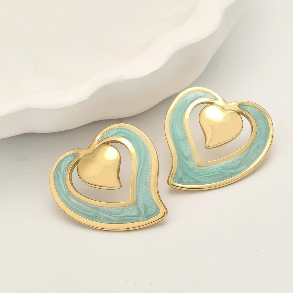 Contemporary Irregular Drip Oil Heart Earrings