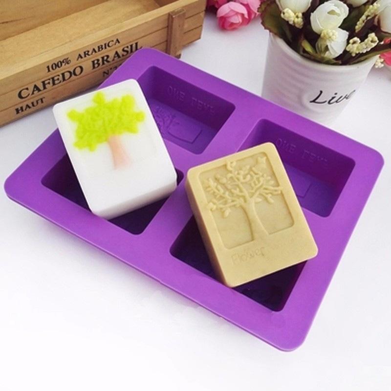 Homemade Cake Mold DIY Silicone Rectangular Mold Soap Mold Tree Candle Maker