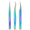 Professional False Eyelashes Tweezers Perfect Alignment/ Grip High Precision Stainless Steel Tweezers for Ingrown Hair Eyebrows