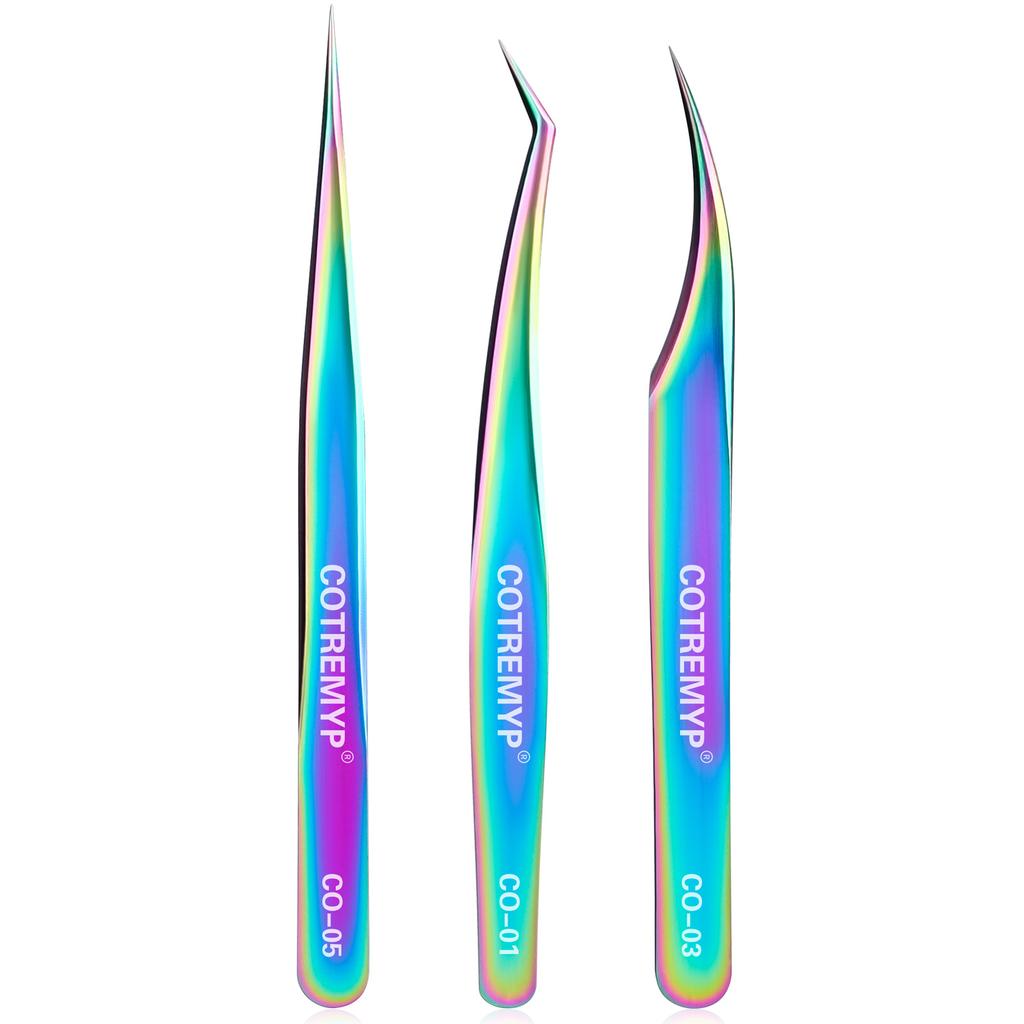 Professional False Eyelashes Tweezers Perfect Alignment/ Grip High Precision Stainless Steel Tweezers for Ingrown Hair Eyebrows