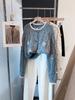 Handmade Floral Round Neck Sweater Coat for Women - 2026 Autumn/Winter Loose Lazy Style Thick Knit Cardigan