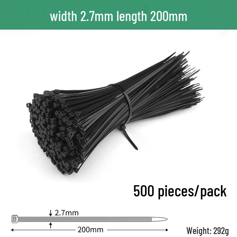 Black Self-Locking Nylon Cable Tie with Strong Anti-Theft Buckle