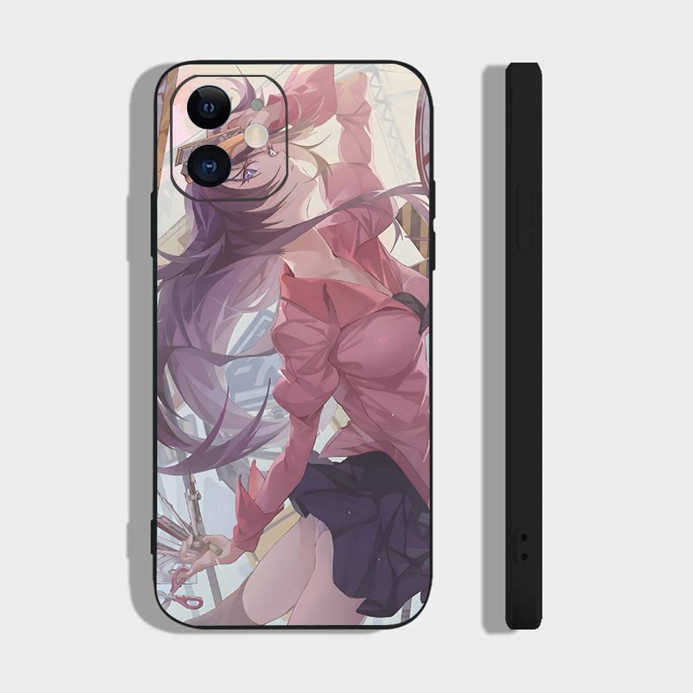 Senjougahara Hitagi Anime Monogatari Series Phone Case For IPhone 17 Air 16 15 14 13 Pro Max 11 12 Black Silicone Cover