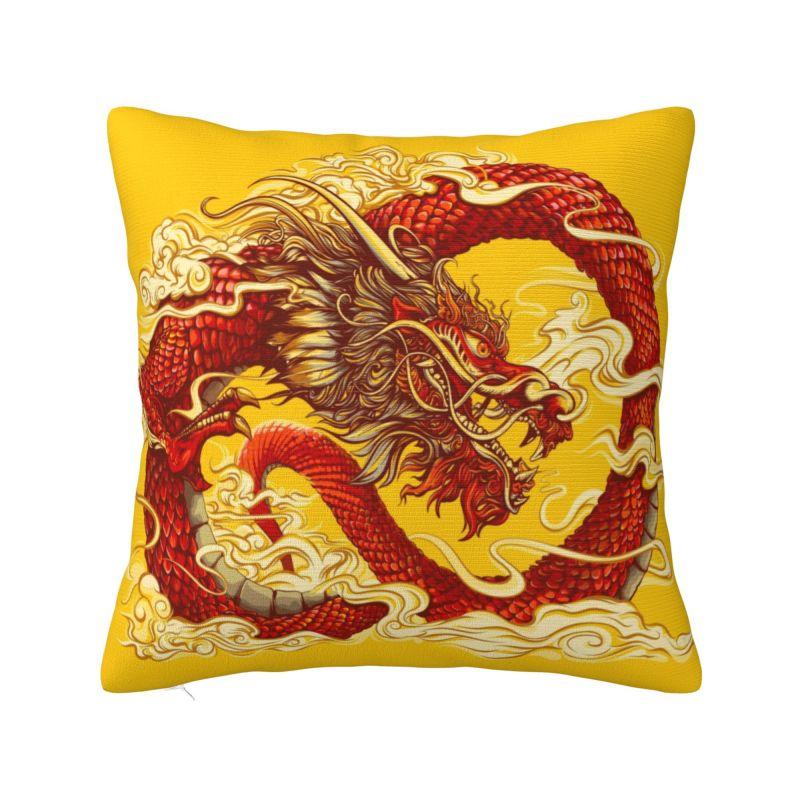 Custom Gold Chinese Dragon Totem Cushion Cover 40x40cm Tradition Asian Mythology Velvet Nordic Pillows for Sofa