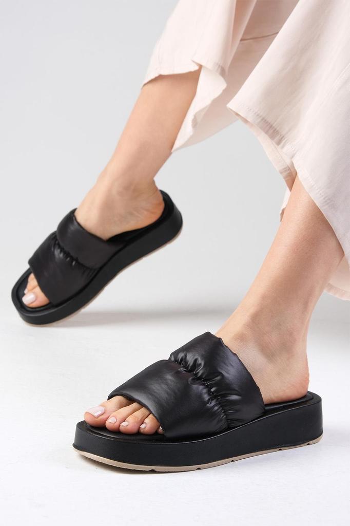 Marina Weiße Farbe Stumpfe Zehenpartie Kordelzug Aufblasbares Band Damen Flache Hausschuhe