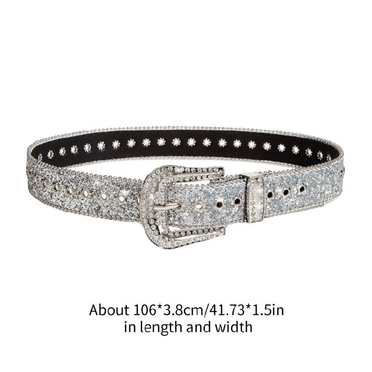 Cool Gothic Waist Chain Casual Belt Studded Waist Ceinture Lady Glittered Belt