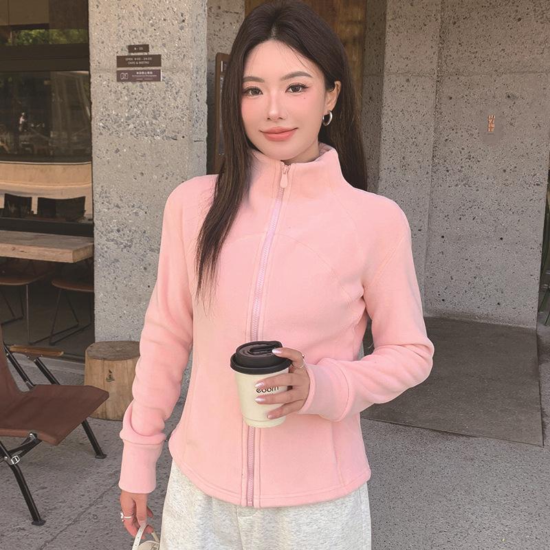 Autumn Winter Stand Collar Casual Fashion Zipper Coat Women Slim Simple All-match Sports Cardigan Outwear Top