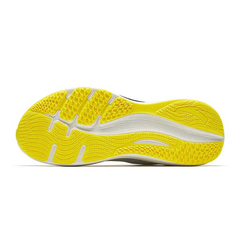 Anta Textile, Rubber Low Top Running Shoes Men's Ivory White/Basic Black/Fluorescent Highlighter Yellow 112625546-2