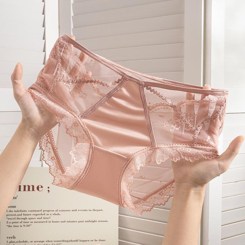 Damen Frühling und Sommer Sexy und Bequeme Durchsichtige Spitze Hoher Schlitz Schritt Unterwäsche