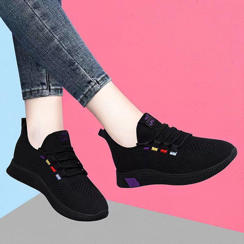 Neue weiche Sohle rutschfeste Küchenarbeits- schwarze Arbeitsschuhe Damen alte Pekinger Stoffschuhe lässige Sportschuhe Fitness Laufen