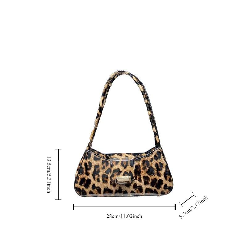 Women'S Personalized Leopard Print Shoulder Bag Glossy Trend Underarm Handbag