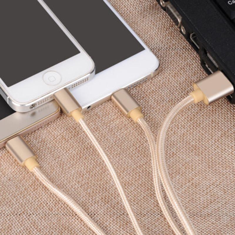 Usb 3in1 Charger Cable Micro Typec Data Sync Cable For Iphone 5 6 Android 7plus