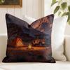 Camping Fashion Cushion Cover Summer Linen Pillow Case Organic Fabric Cushion Cover DoubleSided Print Sofa Home Decor