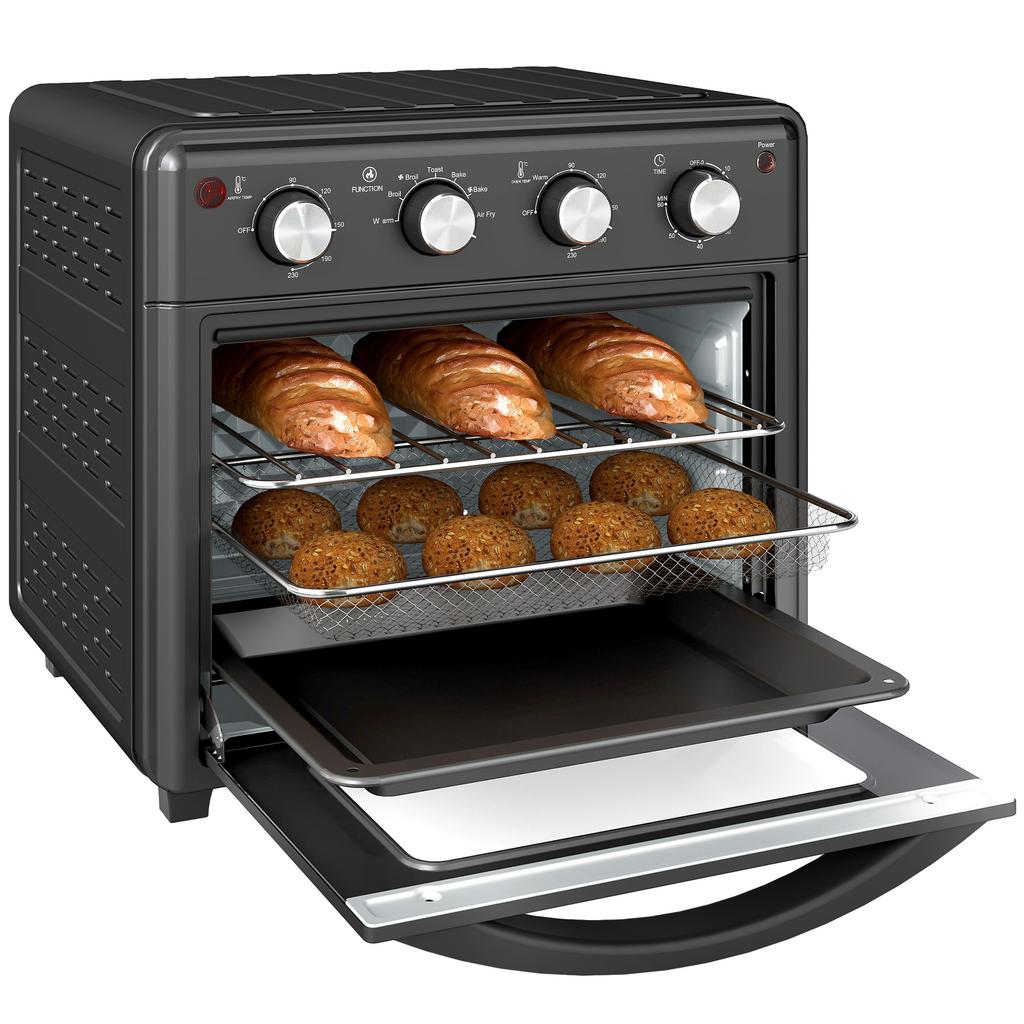 Mini Oven, Air Fryer, 90-230 degrees C, 7 Programs, Accessories, Black