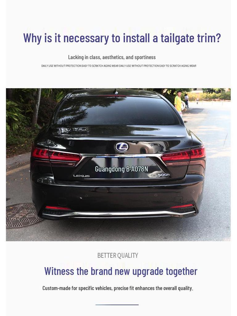 2018-2025 Lexus LS500h Tailgate & Trunk Trim Stainless Steel Mod.