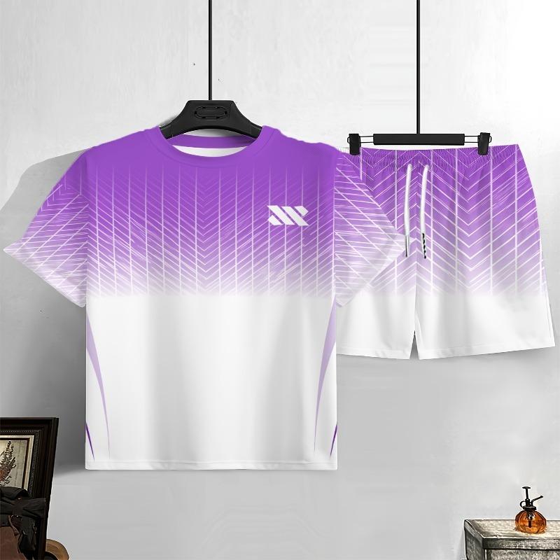 Herrens fritids- och sportset, herrarnas kortärmade t-shirt+shorts set 2-delat set